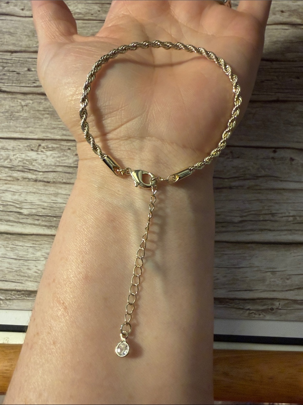 Gold Plated Dainty Rope Chain Bracelet Adjustable For Women Jewelry